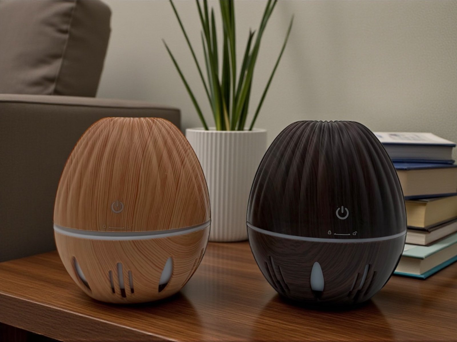 708O - Humidificador Rayado Simil Madera 11,5 c