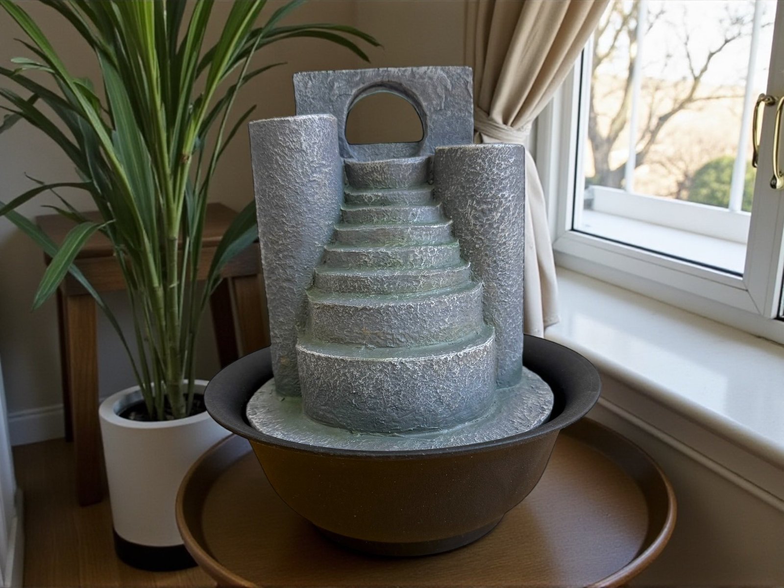 792D - fuente de agua con porta velas 24cm