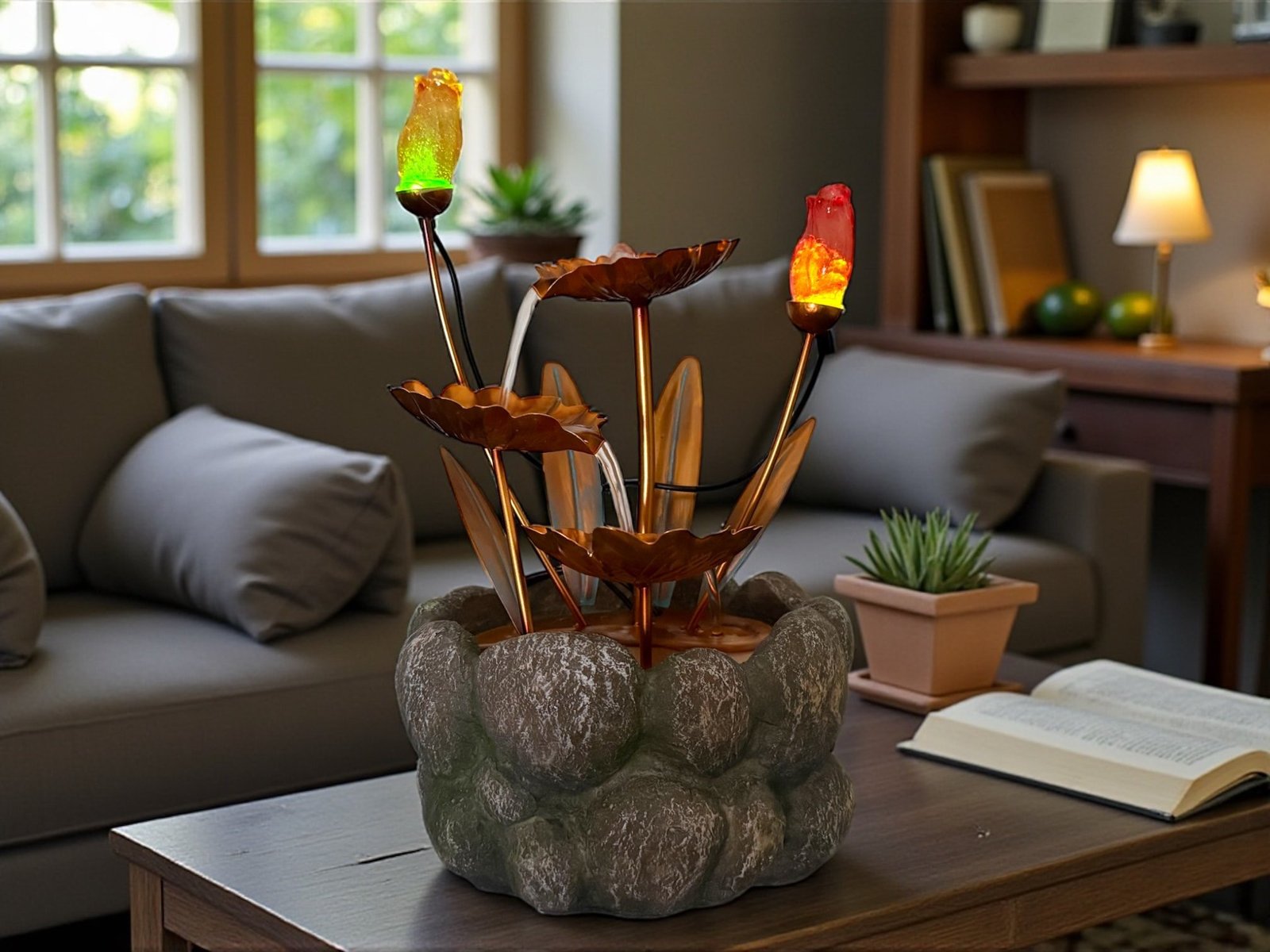 915G - Fuente Tulipanes c/luz 36 cm