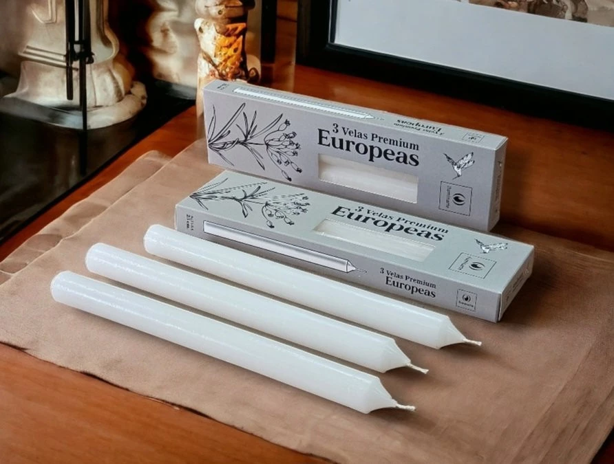 134V-  3 Velas Europeas Neutras 25 cm