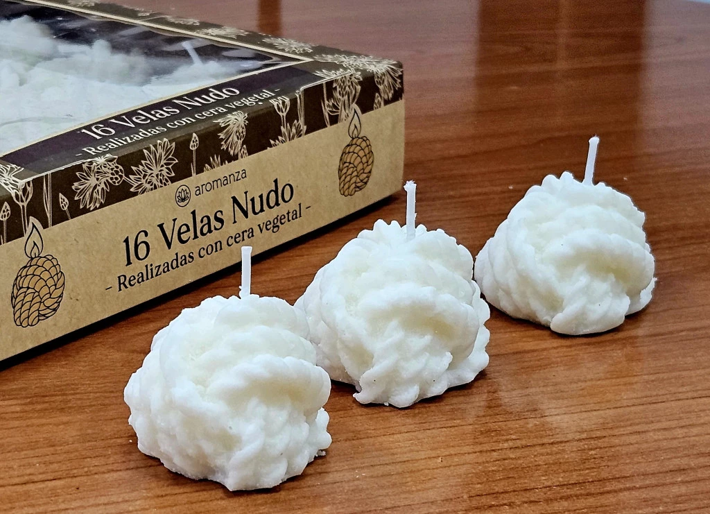 102N - Velas Nudo Cera Vegetal x 16 u.