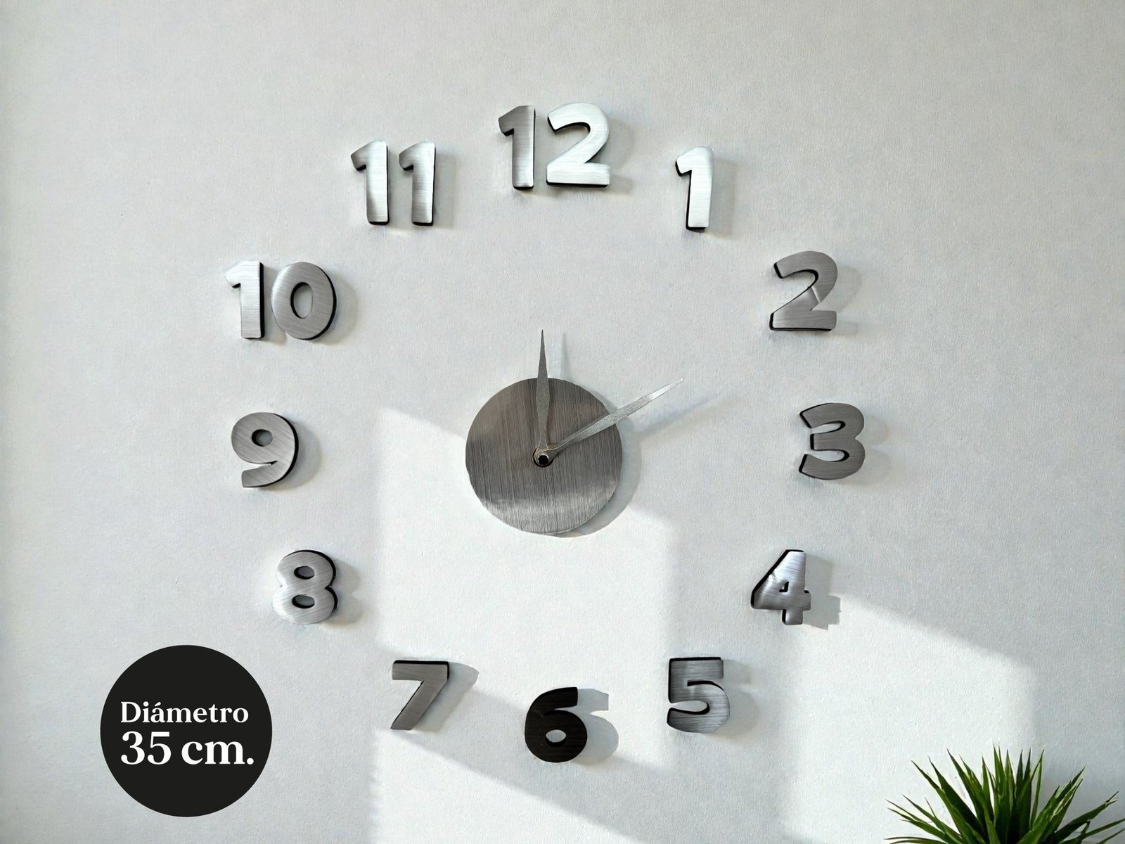 793B - Reloj Auto adhesivo Plata 35 cm