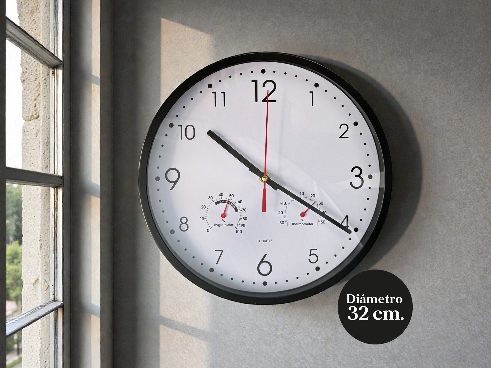 793S - Reloj Pared Metal 32 cm Tem&Hum