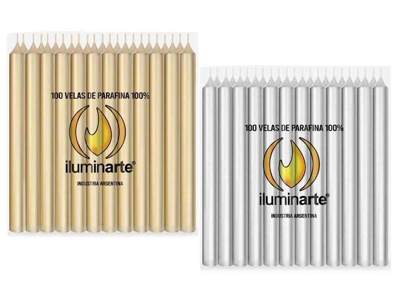 191 - Velas largas oro/plata x 100 unid.