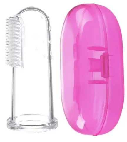 330 - Cepillo dedal masajeador de silicona en estuche